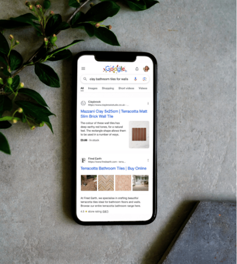 Phone with Google search results