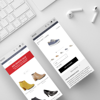 Mobile mockups for a footwear product page