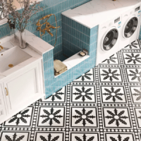 Black and white tiles in a utility room